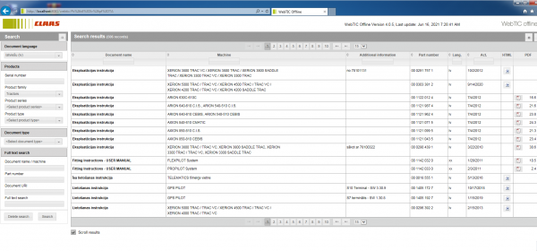 CLAAS WebTIC Offline Latvian Language 06.2021 Operator Repair Manual Service Documentation DVD