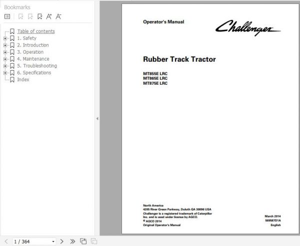 Challenger Rubber Track Tractor MT845E MT855E MT865 MT875E EN Operators Workshop Manual Wiring Diagram 2