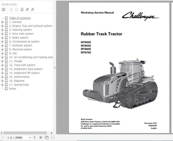 Challenger Rubber Track Tractor MT845E MT855E MT865 MT875E EN Operators Workshop Manual Wiring Diagram 3