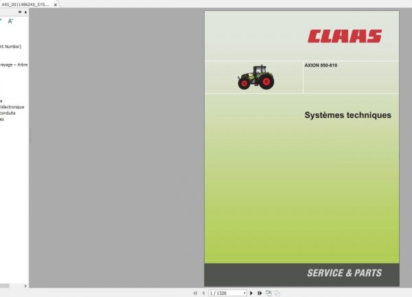 Claas ARION 460 410 Technical System Service Manual ENFR 1