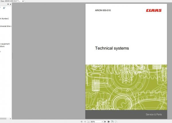 Claas ARION 650 510 Technical System Service Manual EN 1