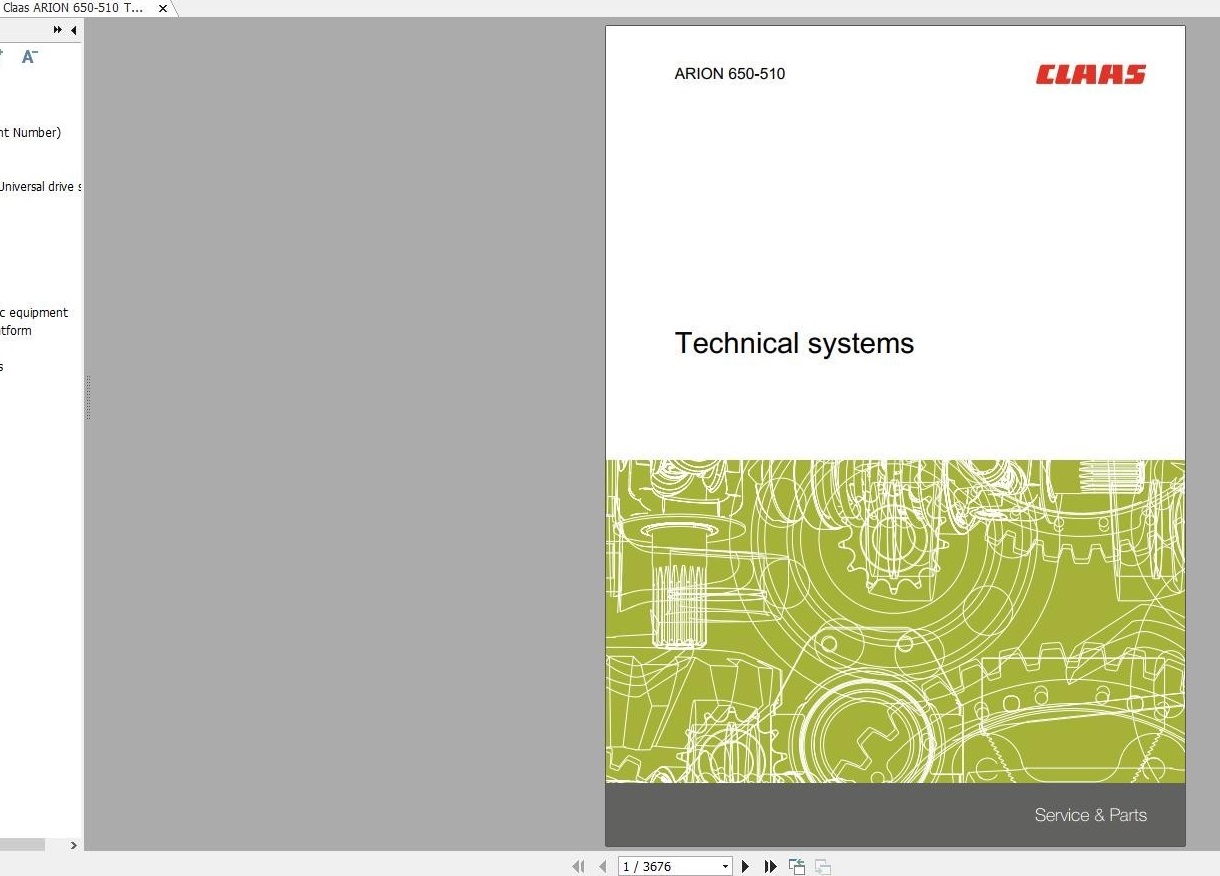 Claas ARION 650 510 Technical System Service Manual EN 1