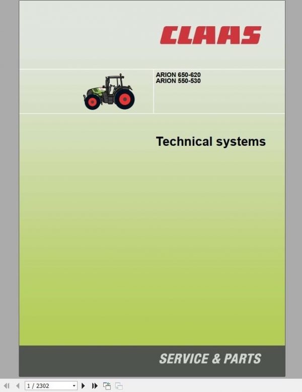 Claas ARION 650 620 550 530 Technical System Service Manual EN 1