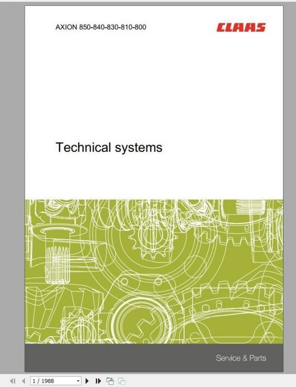 Claas ARION 850 840 830 810 800 Technical System Service Manual EN 1 1