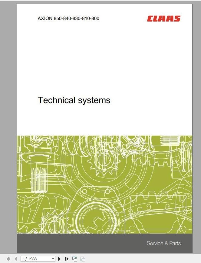 Claas ARION 850 840 830 810 800 Technical System Service Manual EN 1