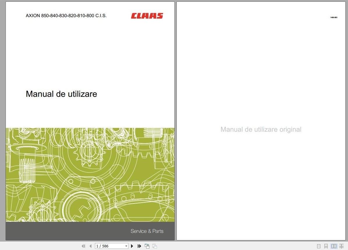 Claas ARION 850 840 830 820 810 800 C.I.S User Manual RO 0