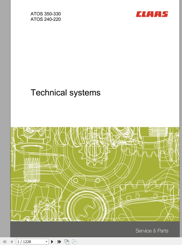 Claas ATOS 350 330 240 220 Technical System Service Manual DEEN 1
