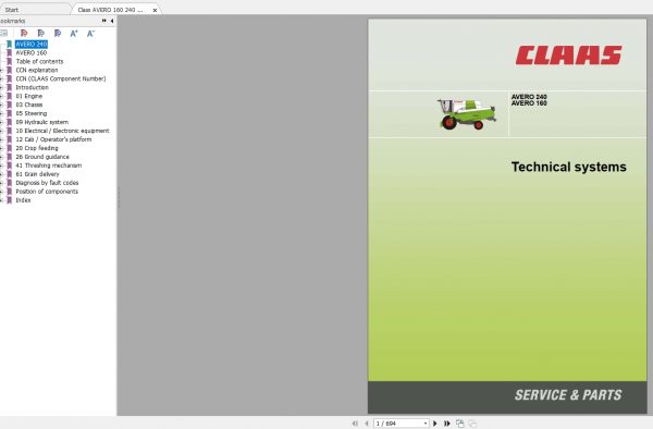 Claas AVERO 160 240 Technical System Service Manual EN 1