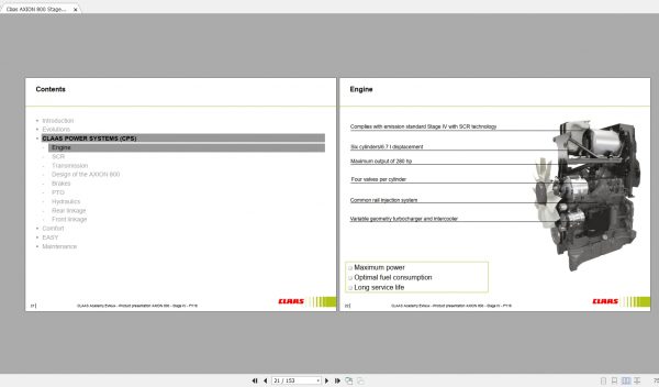 Claas AXION 800 Stage IV MR Product Presentation 2018 Training Manual EN 2