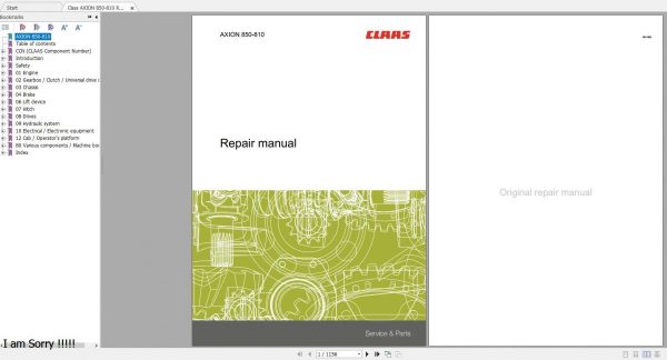 Claas AXION 850 810 Repair Manual EN 1