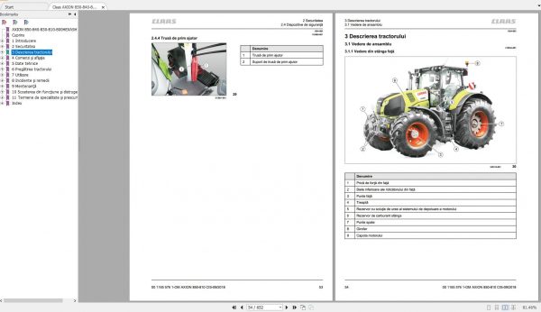 Claas AXION 850 840 830 810 800 User Manual RO 2