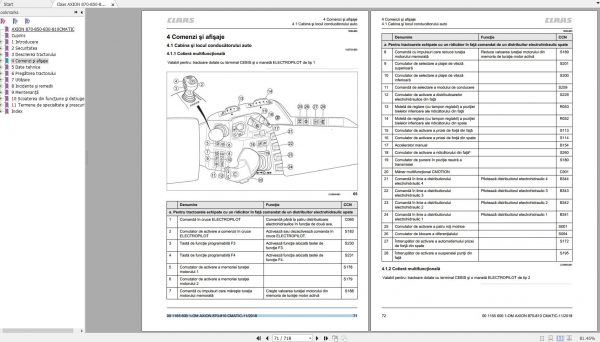 Claas AXION 870 850 830 810 CMATIC User Manual RO 2