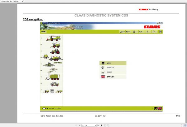 Claas AXION 900 Stage01 Service Training EN 1