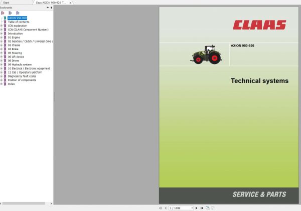 Claas AXION 950 920 Technical System Service Manual EN 1