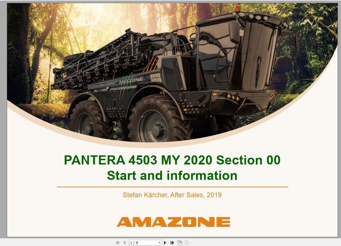 Claas Amazon Self Propelled Sprayer PANTERA 4503 Workshop Manual EN 1