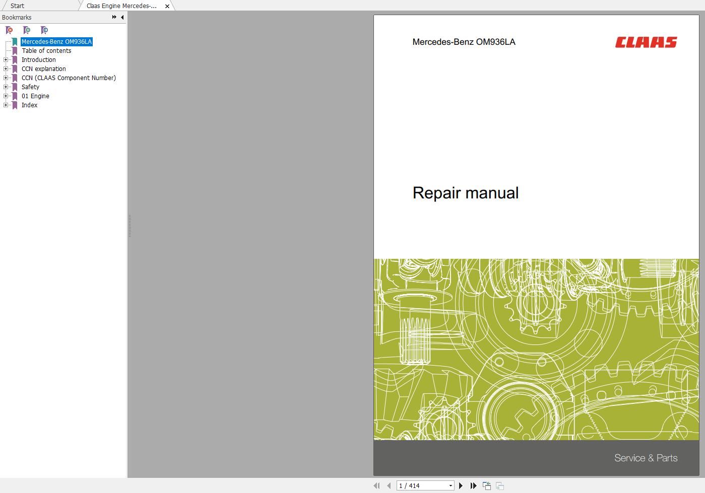 Claas Engine Mercedes Benz OM936LA EN Repair Manual 1