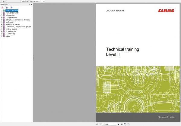Claas JAGUAR 496498 Level II Service Technical Training Document EN 1