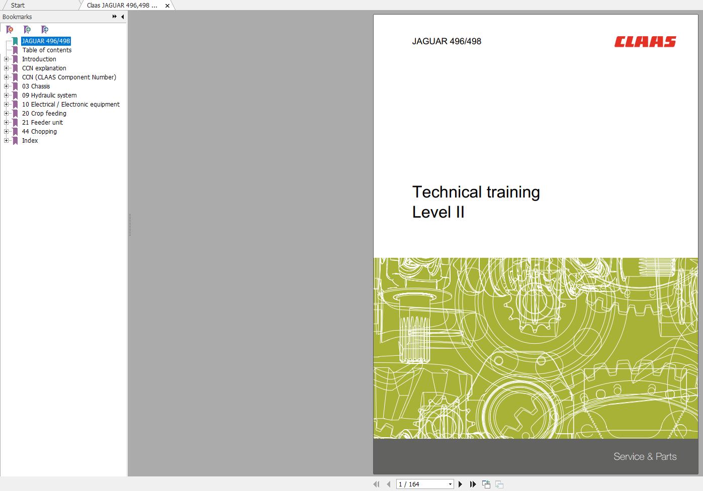 Claas JAGUAR 496498 Level II Service Technical Training Document EN 1