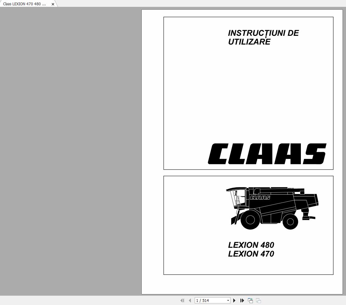 Claas LEXION 470 480 Repair Manual RO 1
