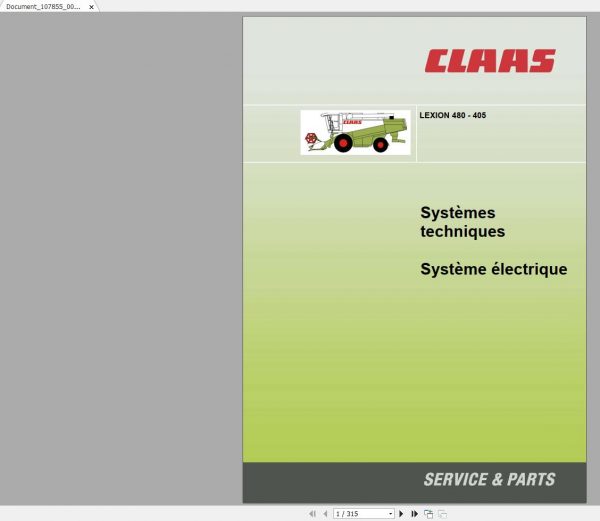 Claas LEXION 480 405 Hydraulic Electric System FREN 4