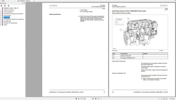 Claas PERKINS 1506D E88 TA Technical System Service Manual EN 2