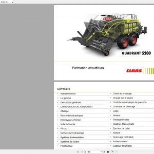 Claas Quadrant 5200 Driver Training Manual FR 1