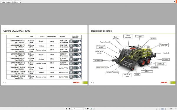 Claas Quadrant 5200 Driver Training Manual FR 2