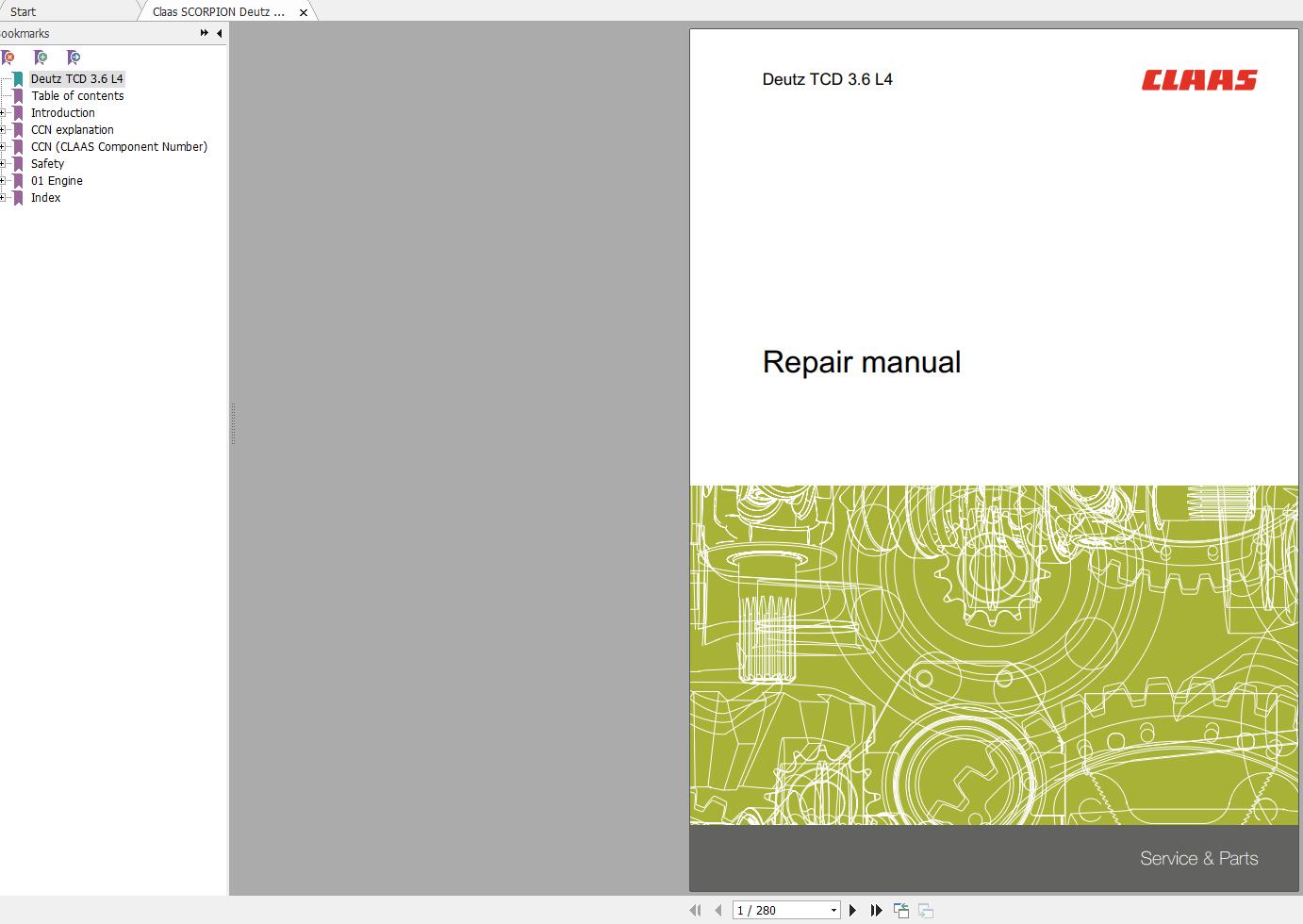 Claas SCORPION Deutz TCD 3.6 L4 Repair Manual EN 1