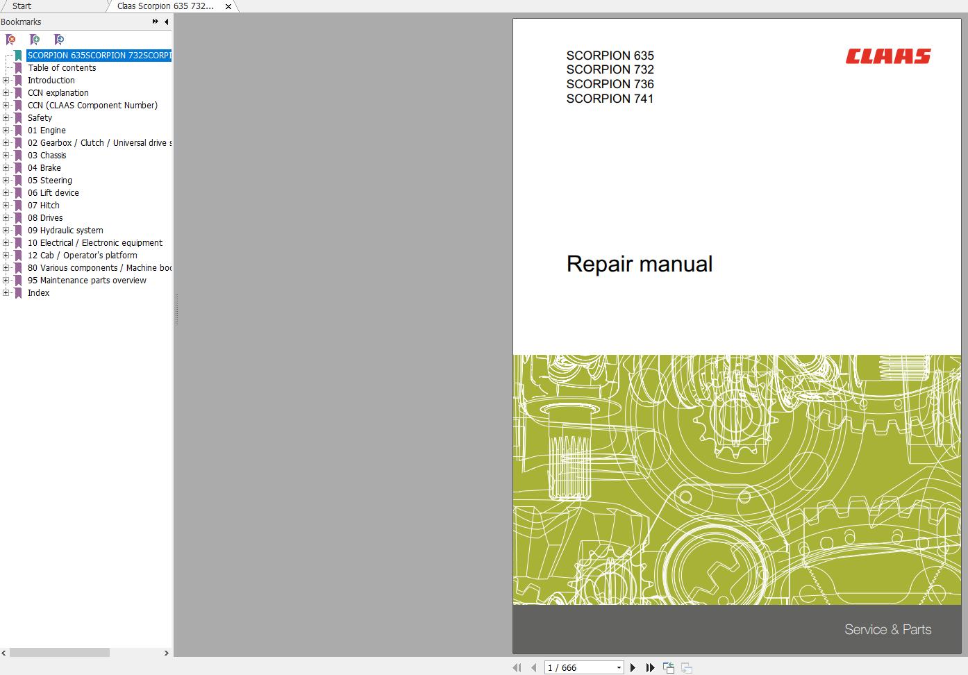 Claas Scorpion 635 732 736 741 Repair Manual EN 1