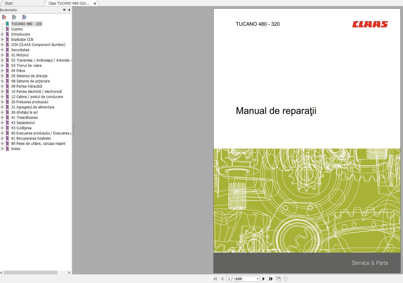 Claas TUCANO 480 320 Repair Manual RO 1