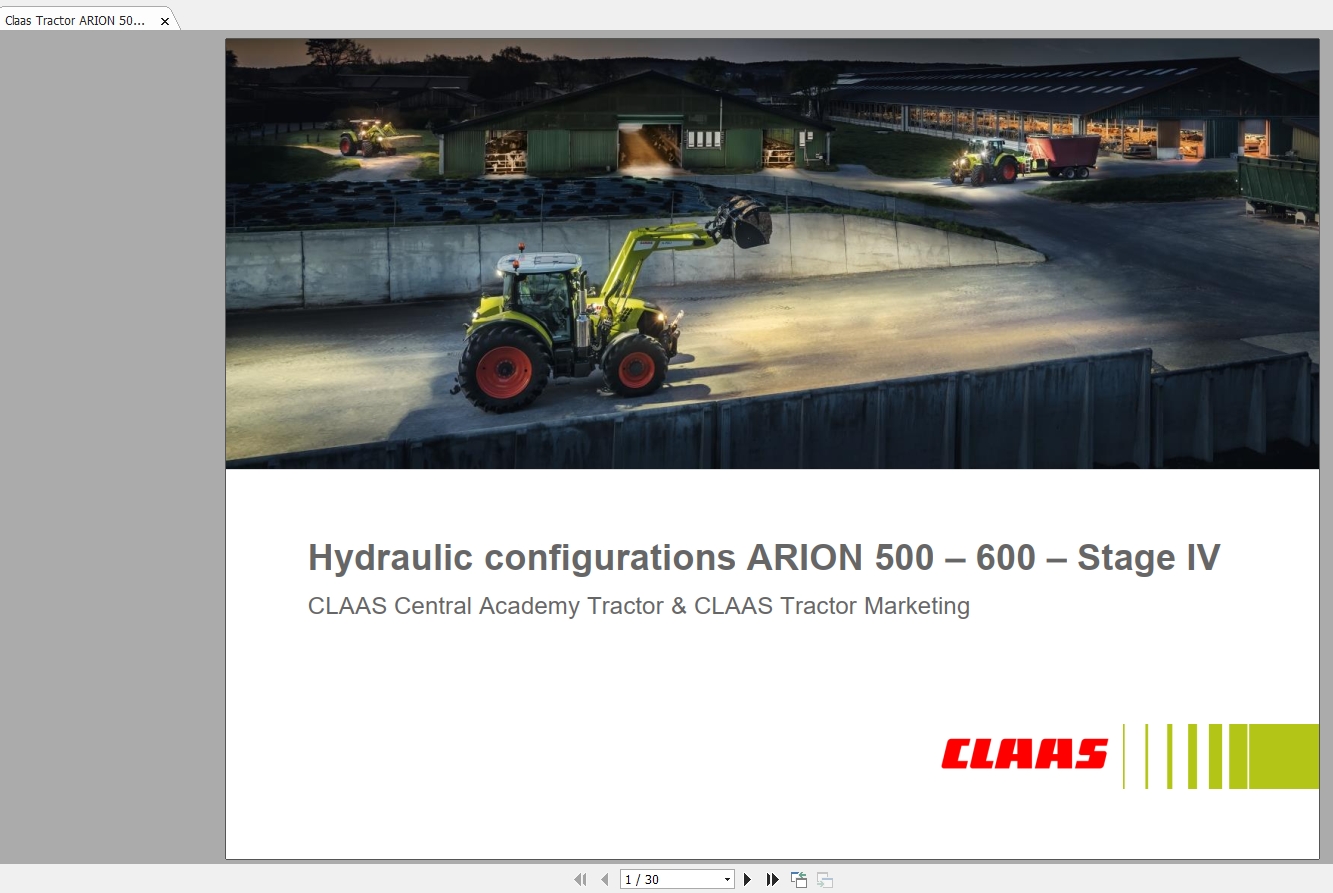 Claas Tractor ARION 500 600 Stage IV Central Academy Hydraulic Configurations 1