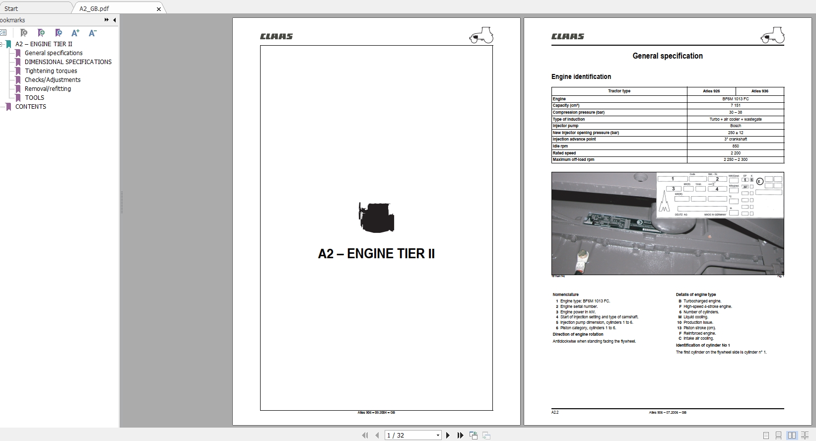 Claas Tractor ATLES 906 Repair Manual EN 2