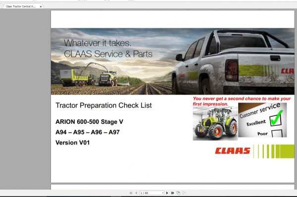 Claas Tractor Central Academy Tractor Preparation Check List 1