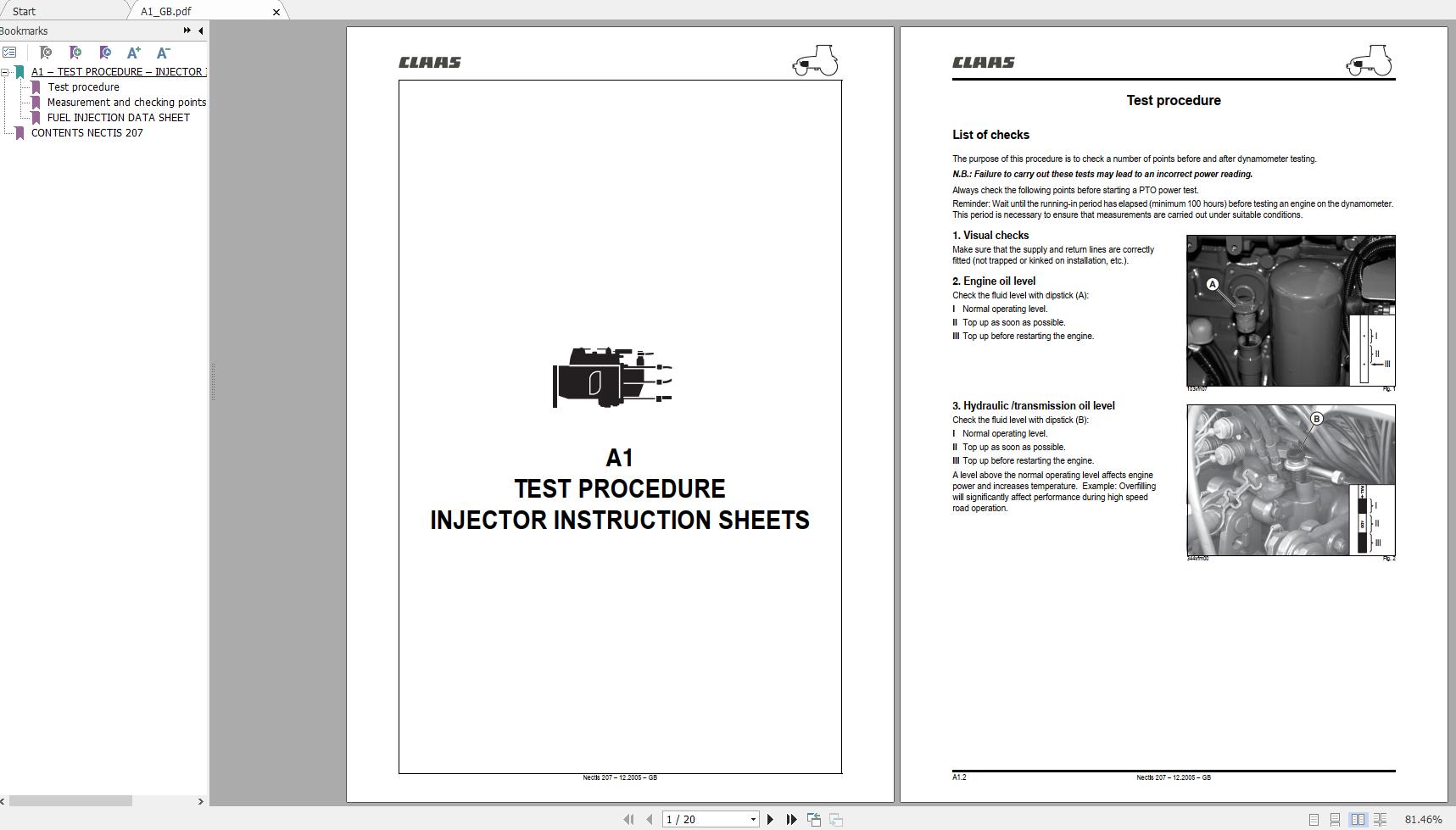 Claas Tractor NECTIS 207 Repair Manual EN 1