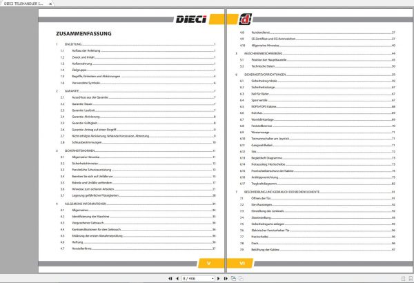 DIECI TELEHANDLER ICARUS 38.14 40.14 40.17 Service Manual AXH1180 DE 2