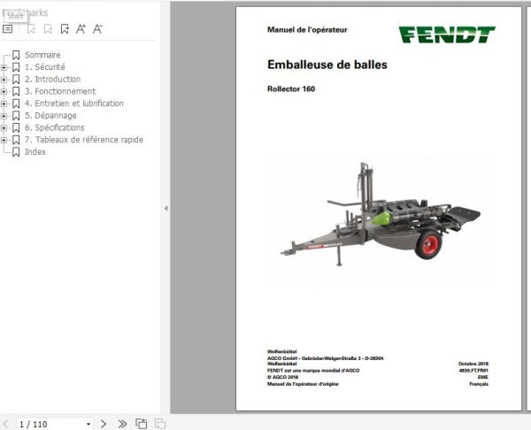 FENDT Bale Wrapper Rollector 160 FR DE Operators Manual 2