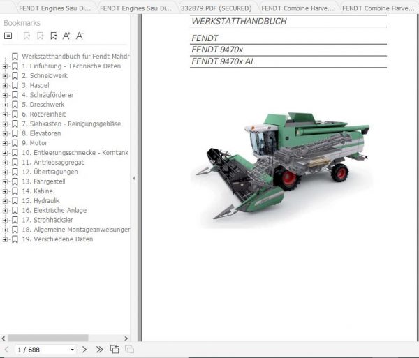 FENDT Combine Harvesters 9470x 9470x AL DE Operators Workshop ManualsCircuit Diagram 3