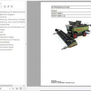 FENDT Combine Harvesters 9490x 9490x AL Operators Manual 2014 DE 1