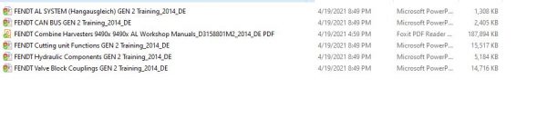 FENDT Combine Harvesters 9490x 9490x AL Workshop Manuals 2014 DE 1