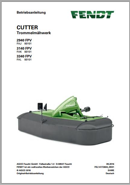 FENDT Cutter 2940FPV 3140FPV 3340FPV Drum Mower FR EN DE ES Operators Manual 3