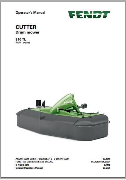 FENDT Cutter 310 TL Drum Mower FR EN DE ES Operators Manual 1