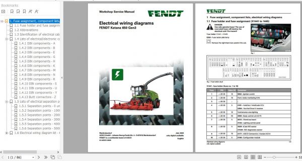 FENDT Forage Harvesters Katana 650 Gen3 EN Electrical Hydraulic Diagram 1