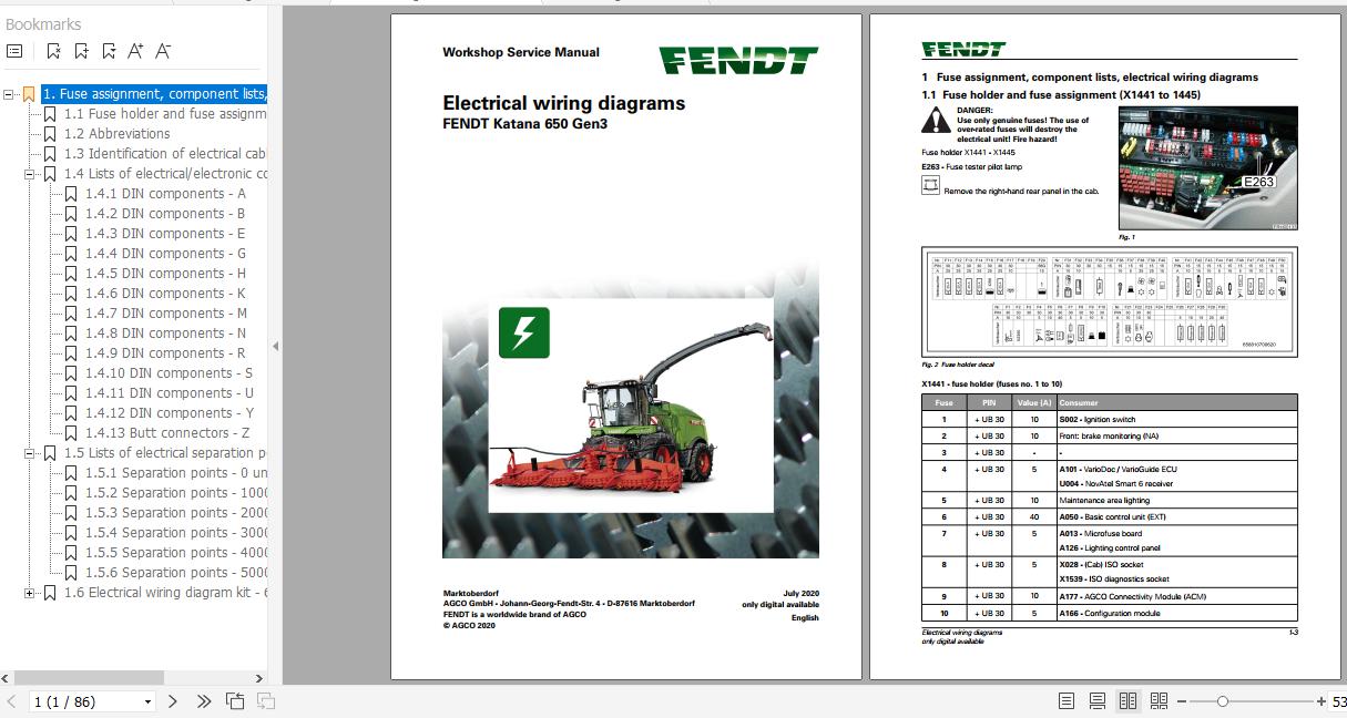 FENDT Forage Harvesters Katana 650 Gen3 EN Electrical Hydraulic Diagram 1