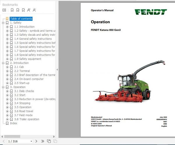 FENDT Forage Harvesters Katana 650 Gen3 EN Operators Maintenance Manual 2