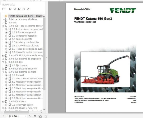 FENDT Forage Harvesters Katana 650 Gen3 ES Workshop Service Manuals 1