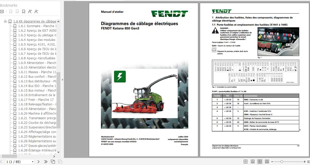 FENDT Forage Harvesters Katana 650 Gen3 FR Electrical Hydraulic Diagram 1
