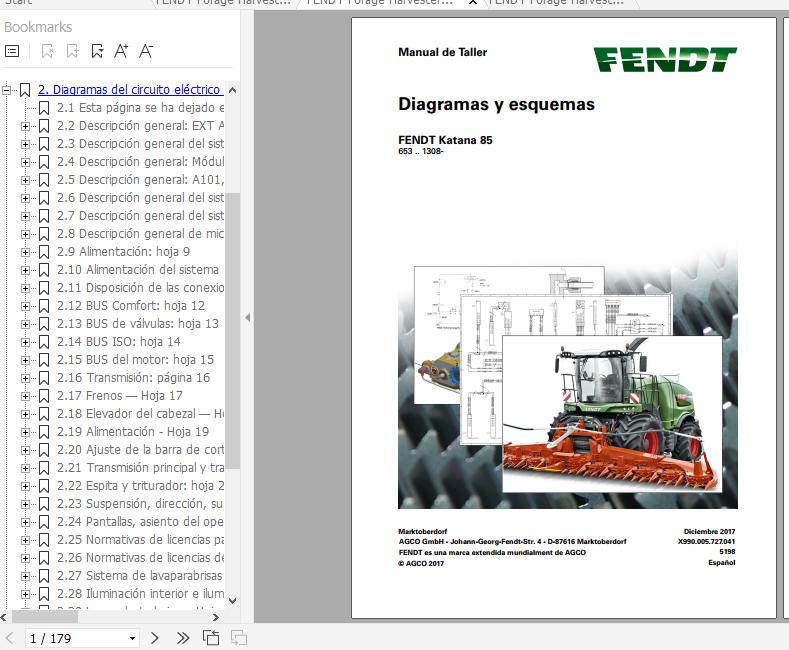 FENDT Forage Harvesters Katana 85 ES Electrical Diagram Schematics 1