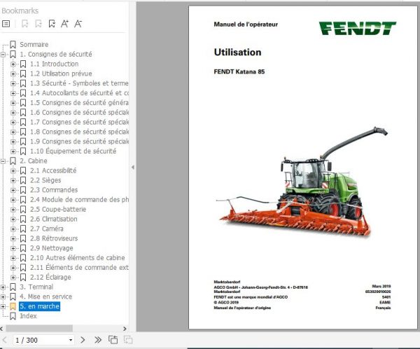 FENDT Forage Harvesters Katana 85 FR Operators Manual 2