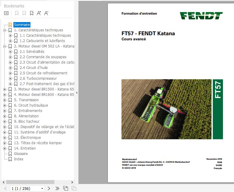 FENDT Forage Harvesters Katana FT57 FR Advanced Course Service Training Manual 1