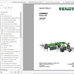 FENDT Former 10065 PRO Rotary Rake FR EN DE ES Operators Manual 2